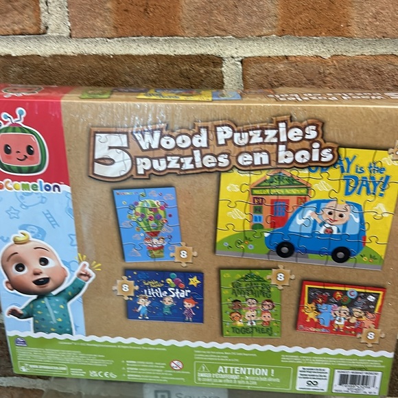 Cocomelon 5 Wood Spin Master Puzzles in Wooden Storage Box BRAND NEW Sealed - Picture 3 of 3